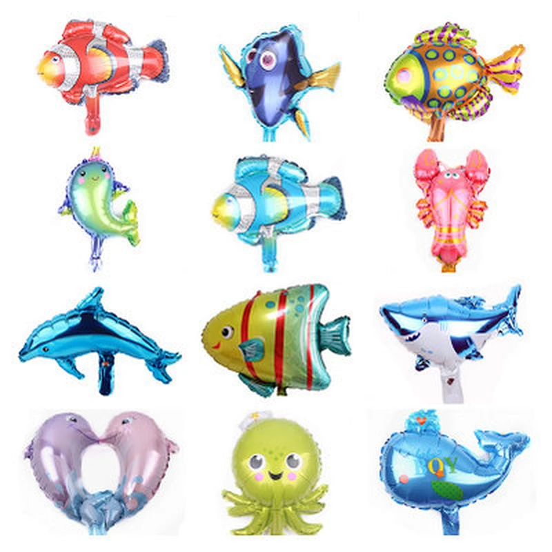 Mini trumpet ocean dolphin hippocampus fish aluminum film birthday party decoration layout wedding wedding room balloon