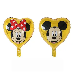 Hot Sales 18 Inch Mickey Minnie Mouse Globos Cartoon Round Heart Foil Balloon Kid's Birthday Party Decorations Toys Balloons