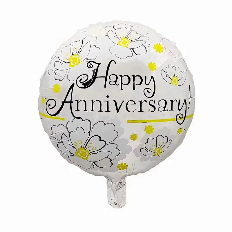 18 Inch Round Happy Anniversary Foil Balloons Feliz  Ahiversario Globos Commemorative Party Decoration Aluminum Film Balloons