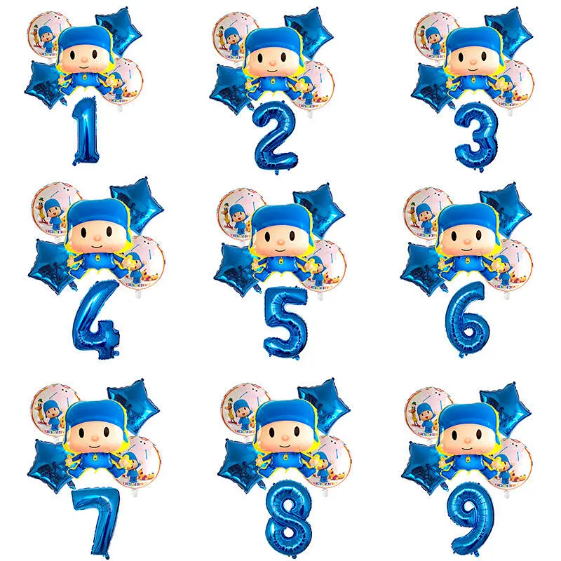 Cartoon Character Pocoyo Foil Balloon Set For Kids Boy Toys Birthday Party Decoration Party Supplies