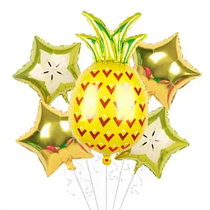 New Design 6Pcs/Set Fruit Foil Balloons Set Summer Fruit Theme Party Decoration Watermelon Pineapple Orange Shaped Balloons