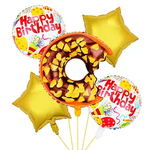 Hot Sale 5pcs Donuts Foil Balloons Bouquet Candy Star Balloon Happy Birthday Party Decoration