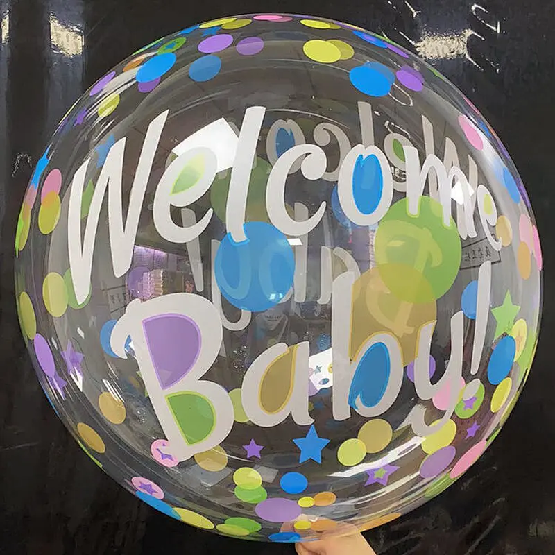 Hot selling huge candle leaf love pattern decoration birthday party 20inch baby shower transparent printing bobo ball