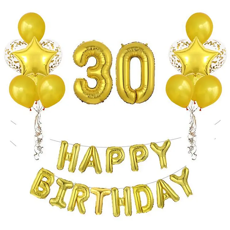 New Amazon Hot Sale 15 18 20 21 25 30th Number Happy Birthday balloon Letter Aluminum Foil Letter Balloon Set
