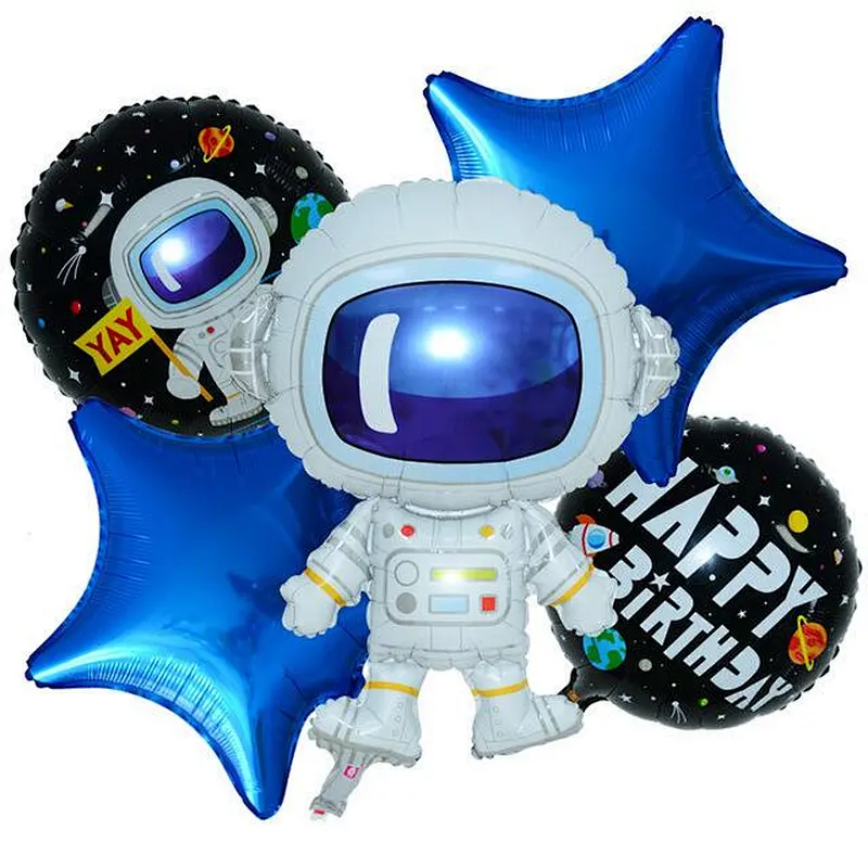 5Pcs Astronaut Rocket 4D Earth Balloons Kids and Baby Globos Decoration Birthday Party Supplies Boy Gifts Helium Baby Shower Toy