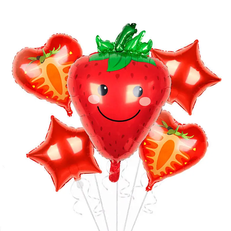 New Design 6Pcs/Set Fruit Foil Balloons Set Summer Fruit Theme Party Decoration Watermelon Pineapple Orange Shaped Balloons