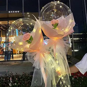 Glow In The Dark Custom Size 12 18 36Inch Transparent Bobo Bubble Pvc Led Balloon Stick