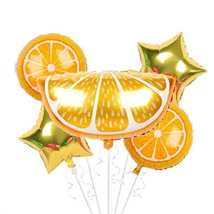 New Design 6Pcs/Set Fruit Foil Balloons Set Summer Fruit Theme Party Decoration Watermelon Pineapple Orange Shaped Balloons