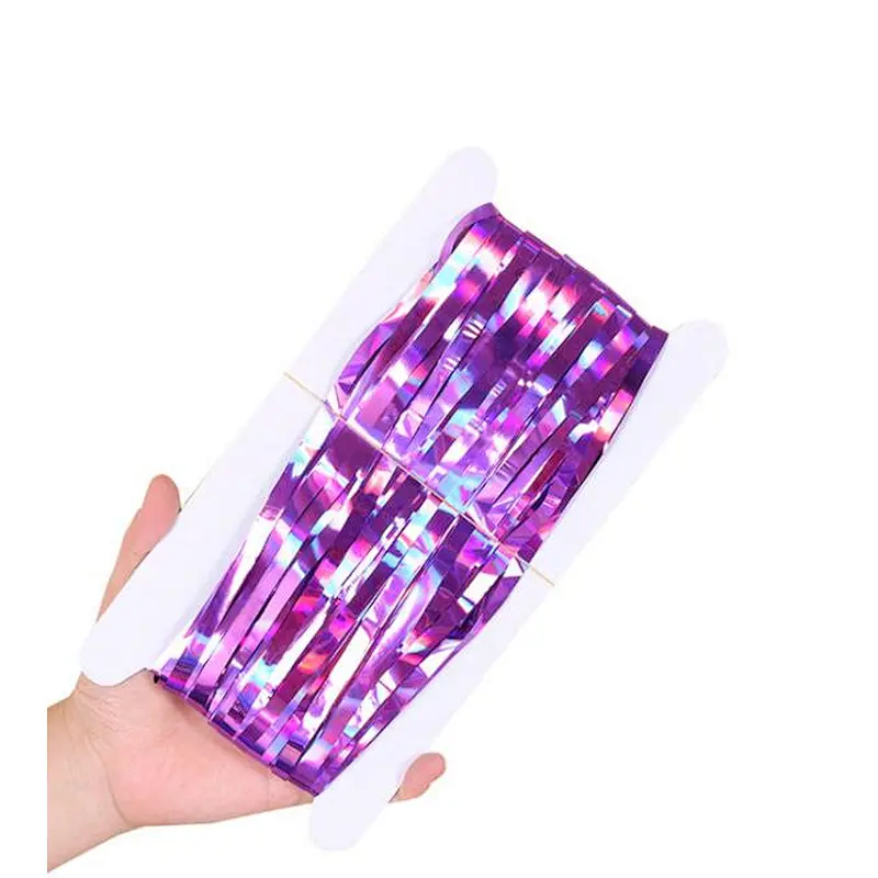 New arrive 1*2m Rainbow Colorful Foil Fringe Metallic Curtain Tassel Ceremony Background Tassel Birthday For Party Decoration