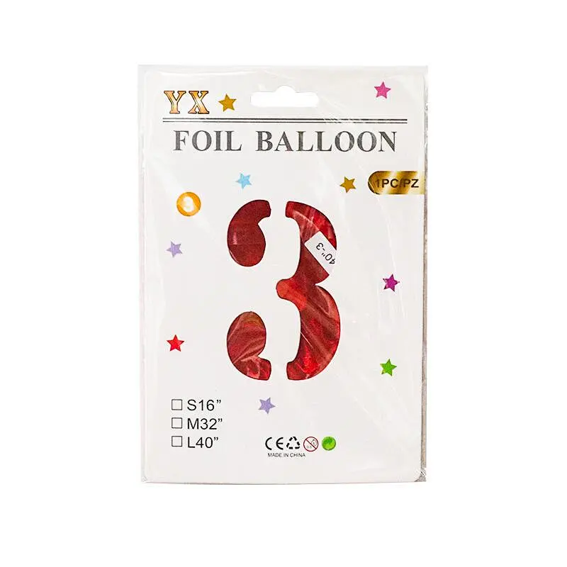 Hot Sale 40 Inch Large Numbers Balloons With Card Individually Packing For Party Decorations Helium Mylar Big Number Balloon