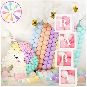 4PCS White Baby Shower Box Transparent Balloon set Gift gifts letter Boy Box For Baby Shower Decorations Birthday Party Supplies