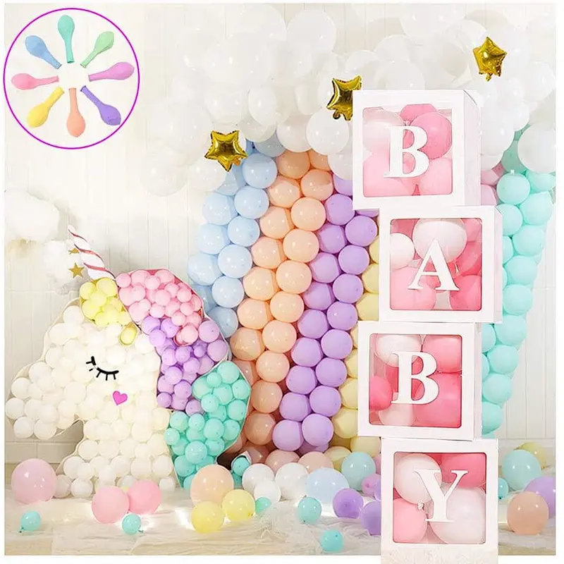 4PCS White Baby Shower Box Transparent Balloon set Gift gifts letter Boy Box For Baby Shower Decorations Birthday Party Supplies