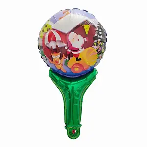 Christmas Santa Claus Snowman Foil Balloons Cartoon Handheld Stick Hand Stick Balloon Wholesale