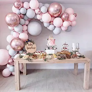 Pink macaron birthday party decorations globo macaron round latex arch balloons kit set