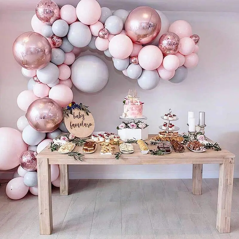 Pink macaron birthday party decorations globo macaron round latex arch balloons kit set