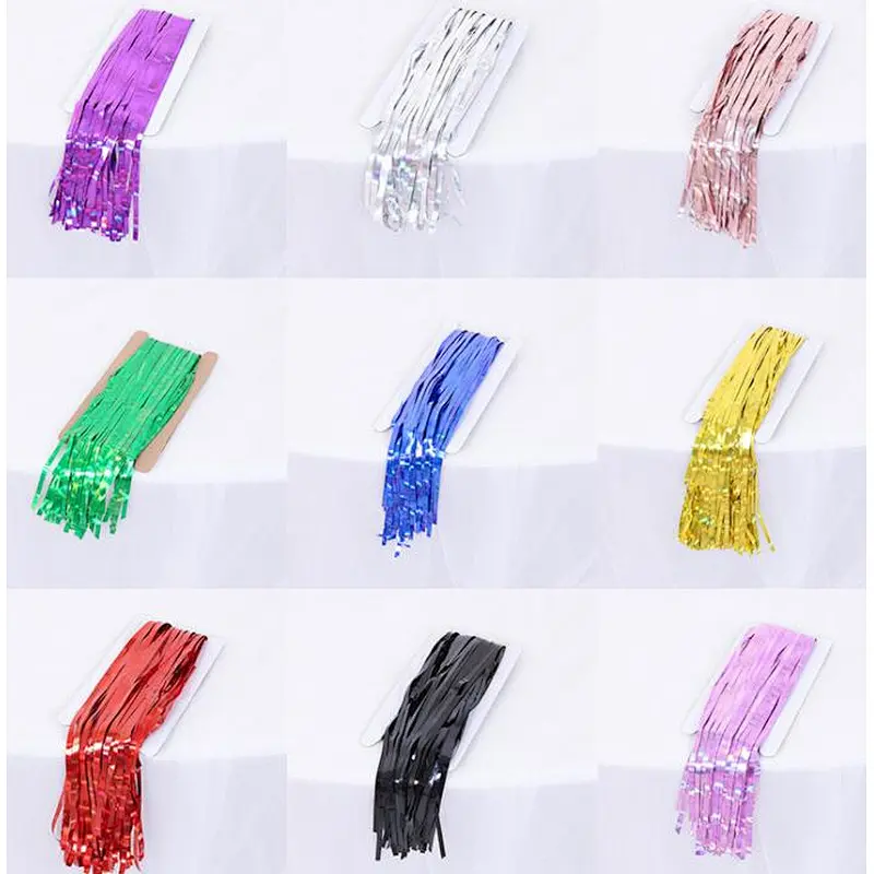 New arrive 1*2m Rainbow Colorful Foil Fringe Metallic Curtain Tassel Ceremony Background Tassel Birthday For Party Decoration