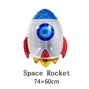 Cartoon Outer Space theme Astronauts Rocket Spaceship Inflating aluminum Foil Sci-fi Balloons Cosmos Theme Kids Baby Party Decor