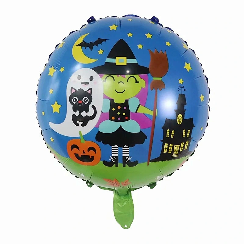 18 Inch Halloween Foil Balloon Witch Skeleton Pumpkin Head Aluminum Foil Balloon Happy Halloween Party Decoration