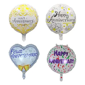 18 Inch Round Happy Anniversary Foil Balloons Feliz  Ahiversario Globos Commemorative Party Decoration Aluminum Film Balloons