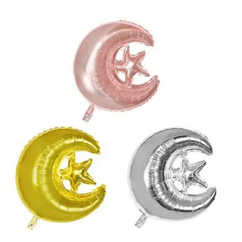 24 Inch EID MUBARAK Star Moon Foil Balloons Muslim Hajj Mubarak Decoration Ramadan Kareem Islamic Eid Al-Fitr Supplies