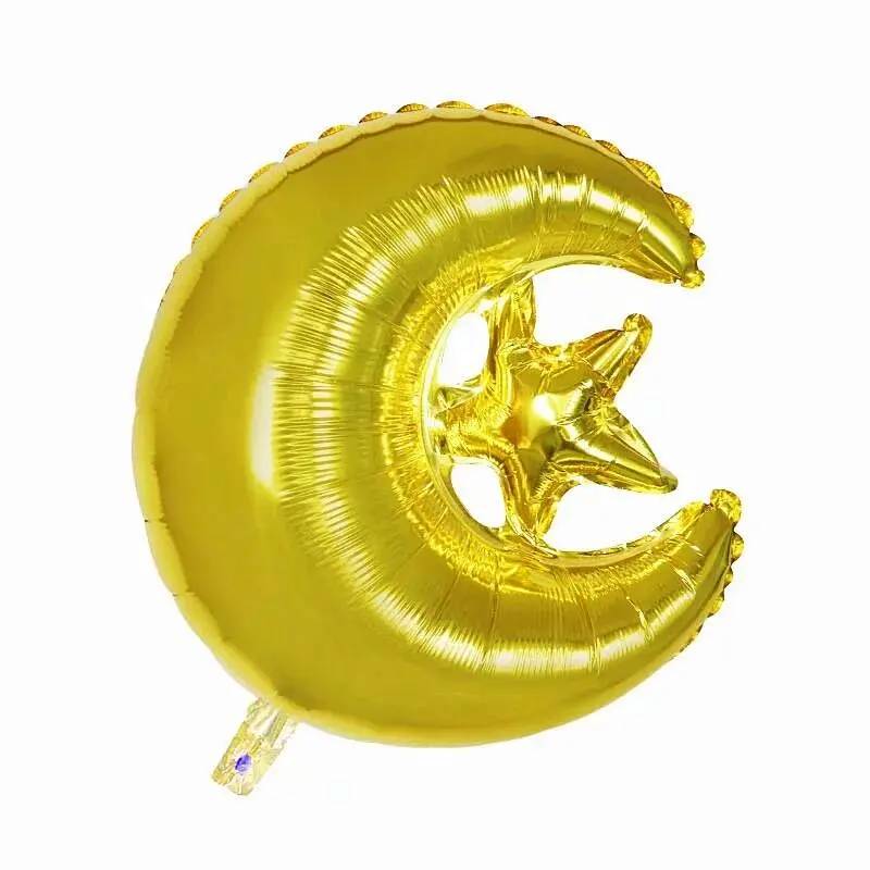 24 Inch EID MUBARAK Star Moon Foil Balloons Muslim Hajj Mubarak Decoration Ramadan Kareem Islamic Eid Al-Fitr Supplies