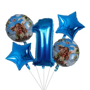 Hot Sale Cartoon Character Moana Maui Foil Globos Helium Balloons Set For Marine Theme Party Kids Birthday Party Decoration