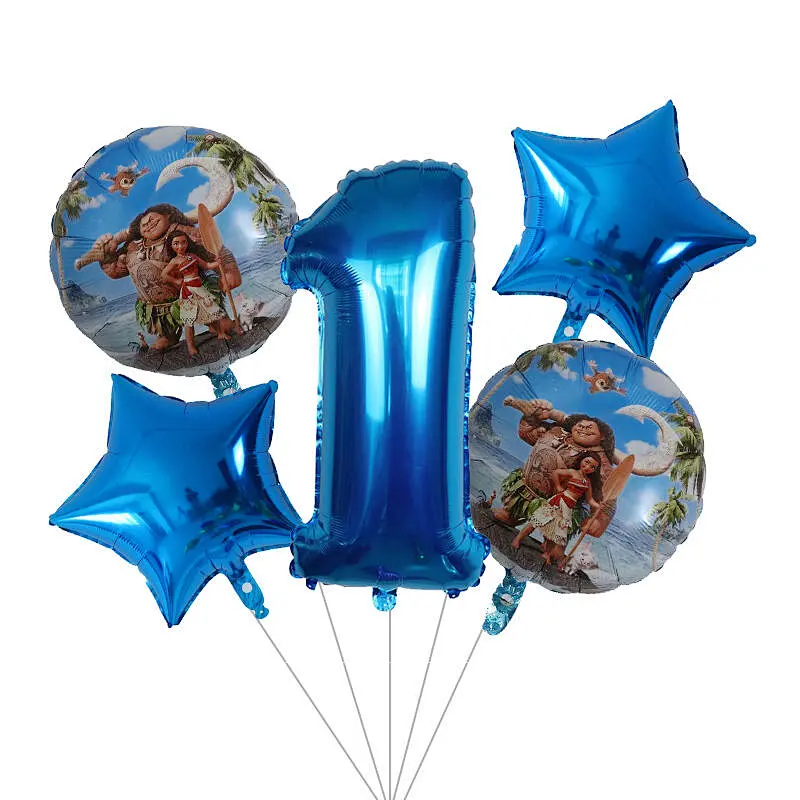 Hot Sale Cartoon Character Moana Maui Foil Globos Helium Balloons Set For Marine Theme Party Kids Birthday Party Decoration