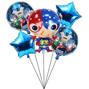 Hot Selling Cartoon Super Hero Balloon Set 5Pcs Party Decoration Supplies Super Hero Dream Balloon Five Piece Set Balloon