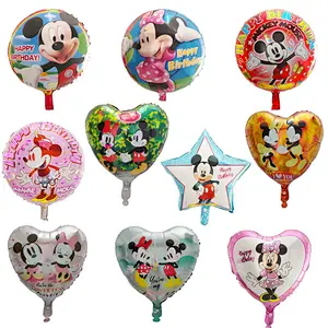 Hot Sales 18 Inch Mickey Minnie Mouse Globos Cartoon Round Heart Foil Balloon Kid's Birthday Party Decorations Toys Balloons