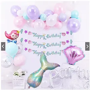7pcs/lot Mermaid Party Balloons 40inch Number Foil Balloon Kids Birthday Party Decorations Baby Shower Decor Helium Globos
