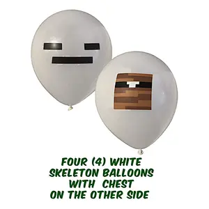 Pixel Game Party Theme Decoration Supplies Miner Player Ghost Spider Latex Balloon Set