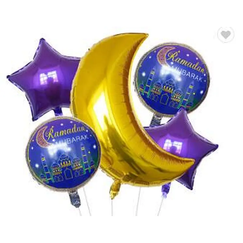 Amazon Hot Sale Party Decoration Balloon Set 18 Inch Eid Mubarak 36 Inch Moon Foil Balloon Set