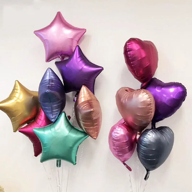 18inch Chrome Metallic Heart Star Round Helium Foil Balloons Birthday Party Wedding baby shower Decorations
