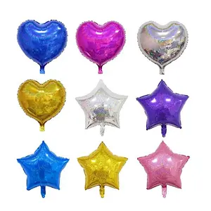 18inch Laser Metallic Star heart Foil Balloons Wedding Baby Shower Birthday Party Decor Helium Inflatable Globos Gift