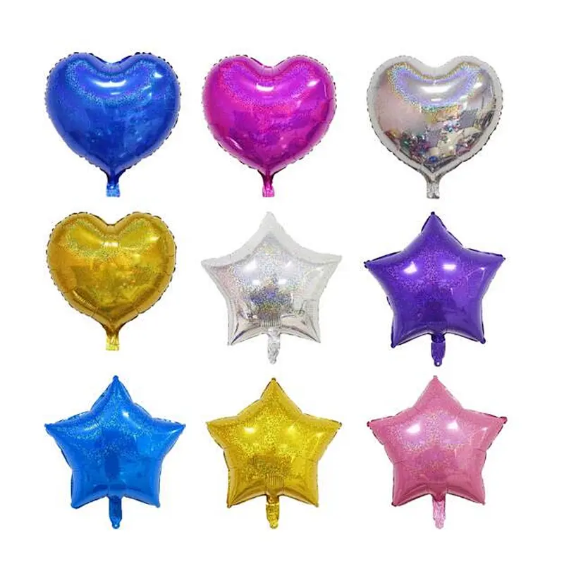 18inch Laser Metallic Star heart Foil Balloons Wedding Baby Shower Birthday Party Decor Helium Inflatable Globos Gift