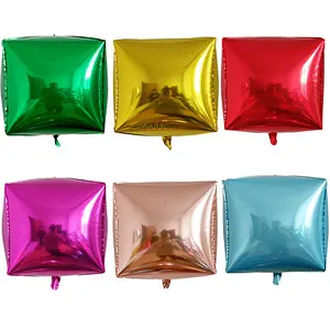 Wholesale 24 inch 4D Cube Diamond Shaped Foil Balloons Helium Balloon Wedding Decoration For Birthday Party Supplies
