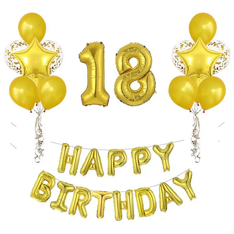 New Amazon Hot Sale 15 18 20 21 25 30th Number Happy Birthday balloon Letter Aluminum Foil Letter Balloon Set