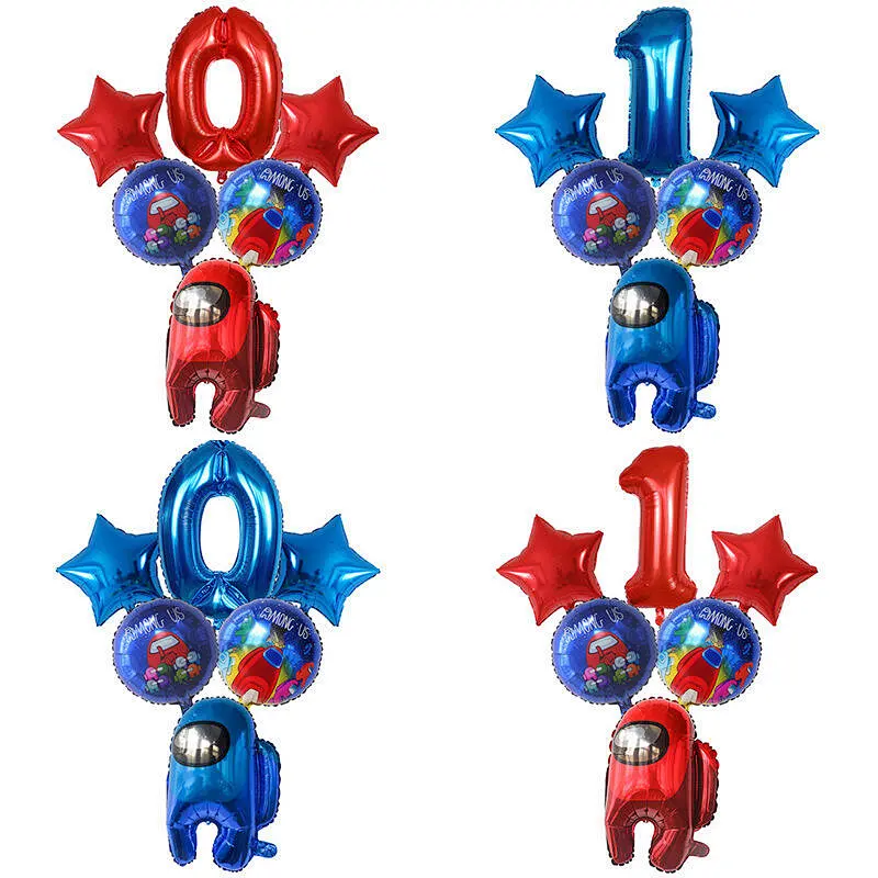 Hot Selling Among Us Game Theme Foil Balloon Set 30 Inch Number Balloon 0-9 For Birthday Party Decoration Kids Toy Globos