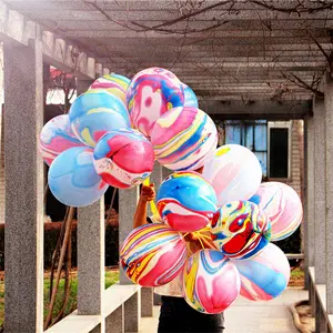 Rainbow Agate Marble Color Marble Tie Dye Swirl Effect Anniversary Birthday Latex Balloons