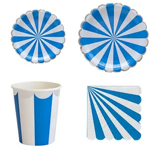 Disposable 8 Guests Paper Plates Napkins Cups Straws Children Birthday Party Supply Tableware Sets