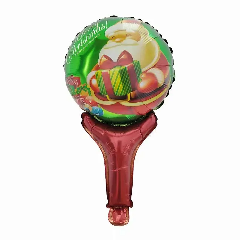Christmas Santa Claus Snowman Foil Balloons Cartoon Handheld Stick Hand Stick Balloon Wholesale
