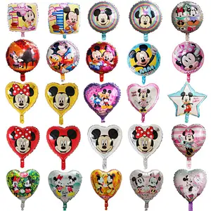 Hot Sales 18 Inch Mickey Minnie Mouse Globos Cartoon Round Heart Foil Balloon Kid's Birthday Party Decorations Toys Balloons