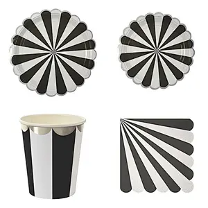 Disposable 8 Guests Paper Plates Napkins Cups Straws Children Birthday Party Supply Tableware Sets