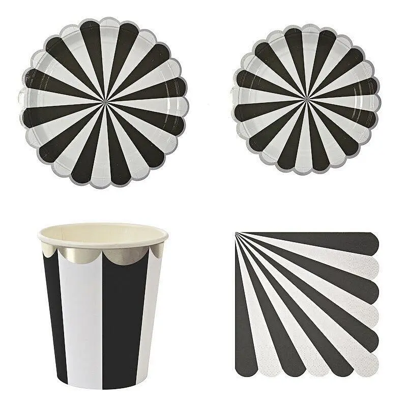 Disposable 8 Guests Paper Plates Napkins Cups Straws Children Birthday Party Supply Tableware Sets