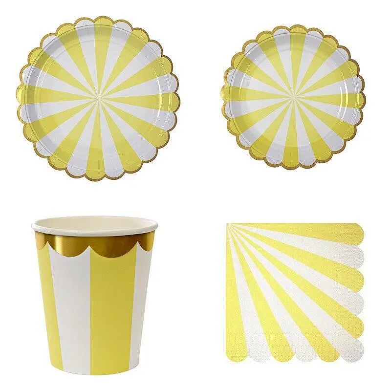 Disposable 8 Guests Paper Plates Napkins Cups Straws Children Birthday Party Supply Tableware Sets