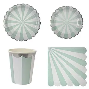 Disposable 8 Guests Paper Plates Napkins Cups Straws Children Birthday Party Supply Tableware Sets