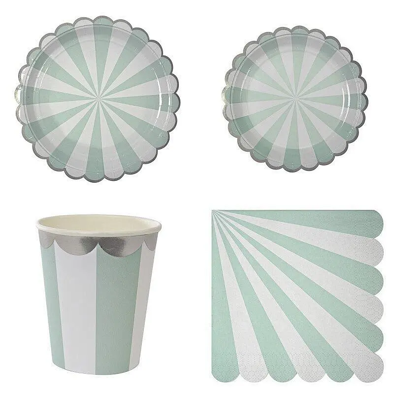 Disposable 8 Guests Paper Plates Napkins Cups Straws Children Birthday Party Supply Tableware Sets