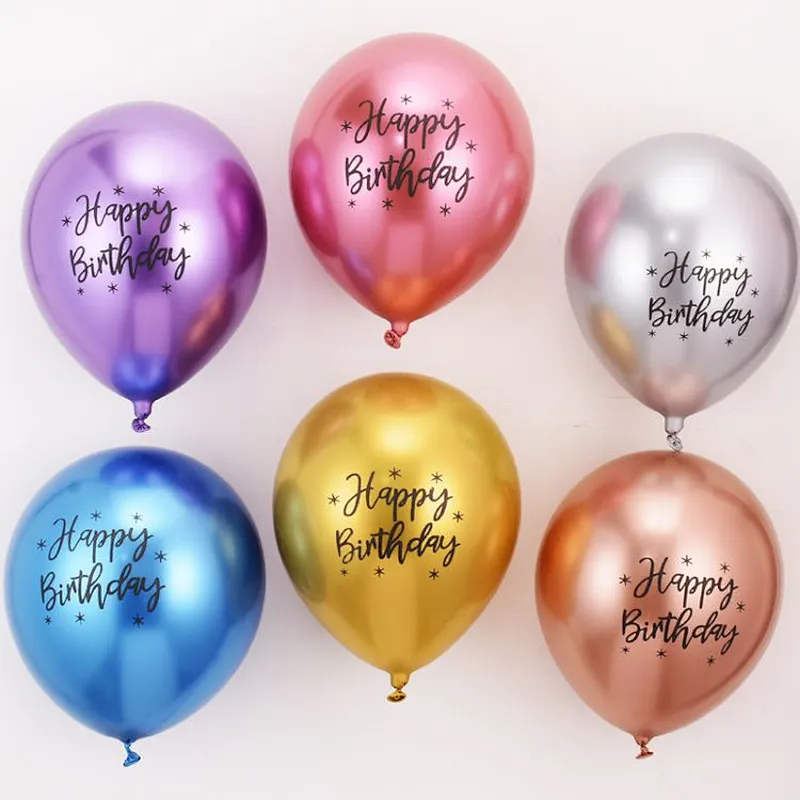 12 inch happy birthday metallic balloons custom printed latex balloon birthday party decoration latex balloons metallic