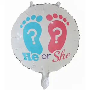 5pcs gender reveal foil helium balloons, boy or girl he or she gender reveal party supplies for baby shower balloon set