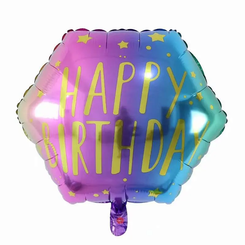 Wholesale Party Decorations Balloon Happy Birthday Hexagon Birthday Foil Balloon
